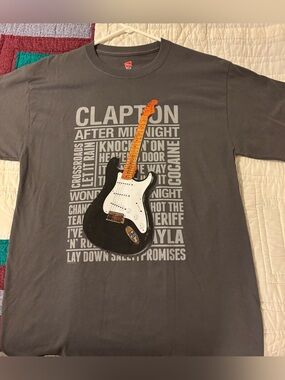 Eric Clapton Graphic Tee - Charcoal Gray Short Sleeve Shirt